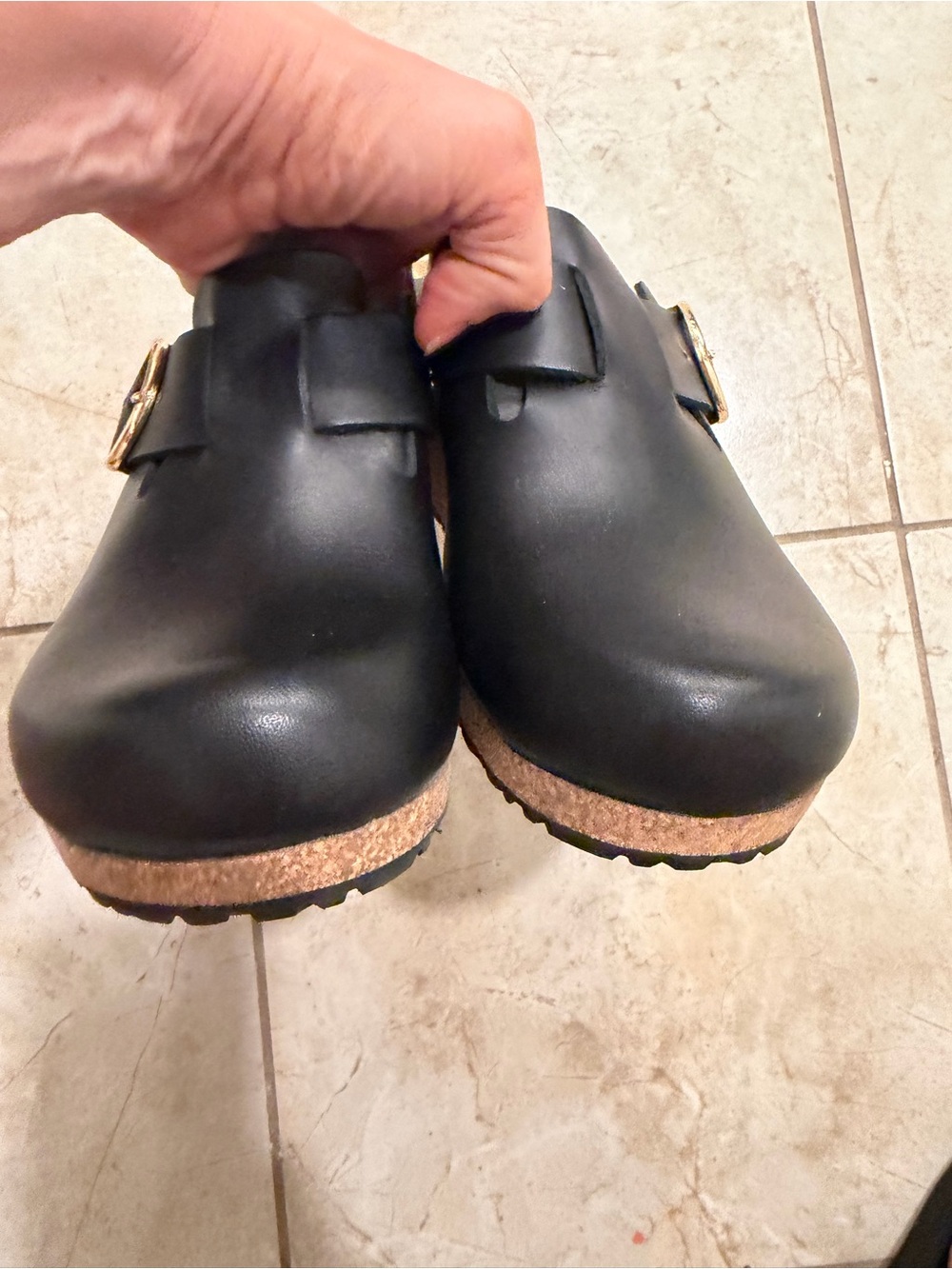 Papillio Birkenstock Buckley Big Buckle Black Leather Clogs EU 39 US 8 NWT - Picture 5 of 13